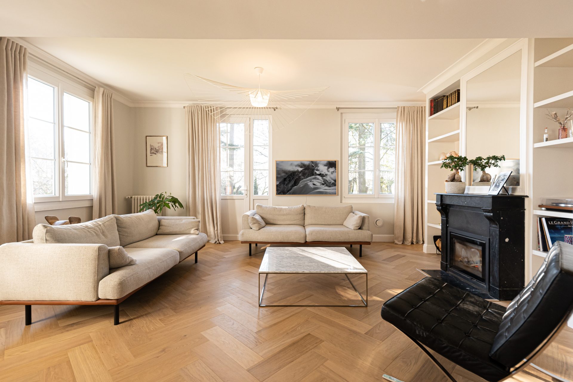 Pose de parquet dans un salon