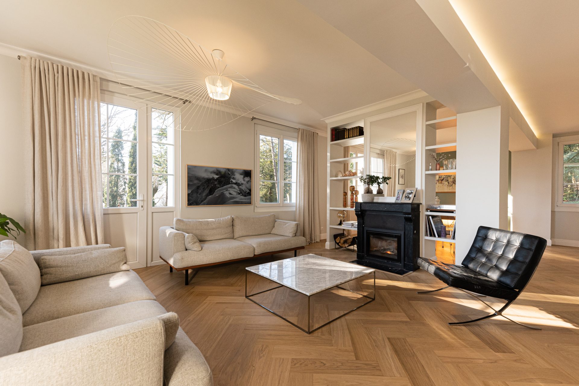 Pose de parquet dans un salon