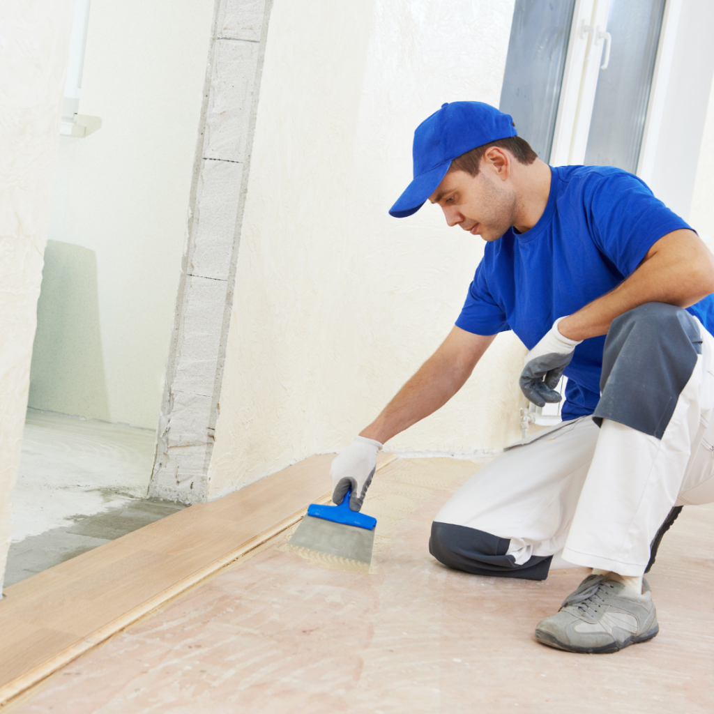 Pose de parquet collée